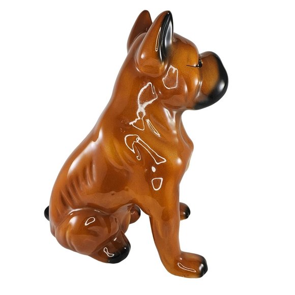 Vintage Boxer Dog Piggy Bank Ceramic Large 13" Bulldog Figurine Brown Black - Picture 5 of 12